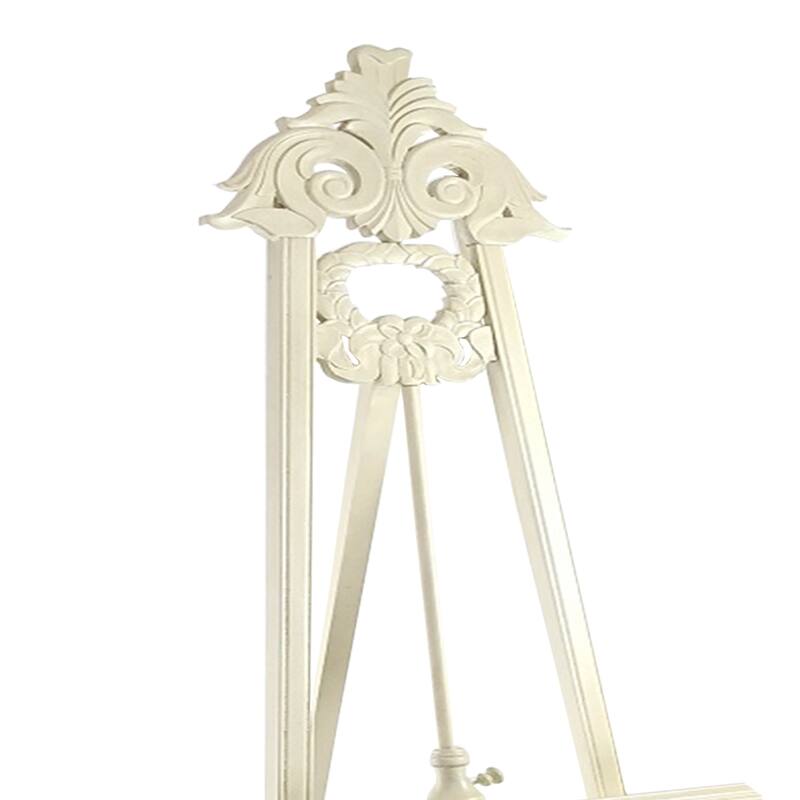 Wooden Hand Carved Tripod Easel with Back Leg Support, White