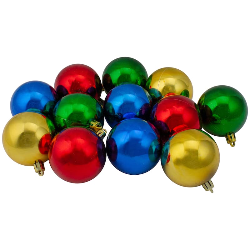 Shatterproof 2-Finish Christmas Ball Ornaments - 2.5" (60mm) - Multi - 24ct