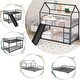 preview thumbnail 6 of 8, Black Metal Twin-Over-Twin Bunk Bed with Slide, Kids House Bed (77.5"L x 41"W x84"H)