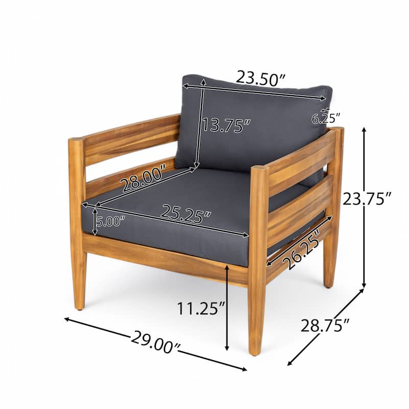Christopher Knight Home- Avery Curved Acacia Wood Outdoor 5 Piece Chat Set