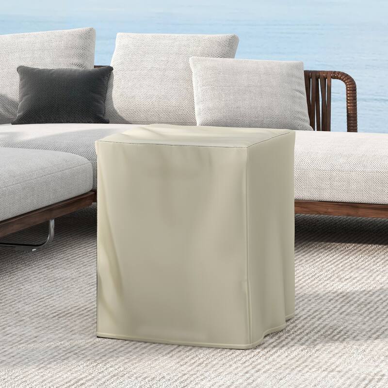 Gymax Propane Metal Tank Cover w/ Adjustable Foot Pad Cut-out Handle