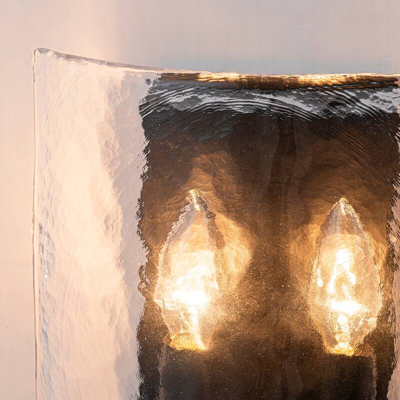 2-Light Matte Black Wall Sconce with Clear Glass Shade