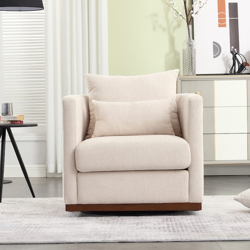 Modern 31.5" Chenille Upholstered 360° Swivel Accent Chair with Sturdy Hardwood Frame for Living Room