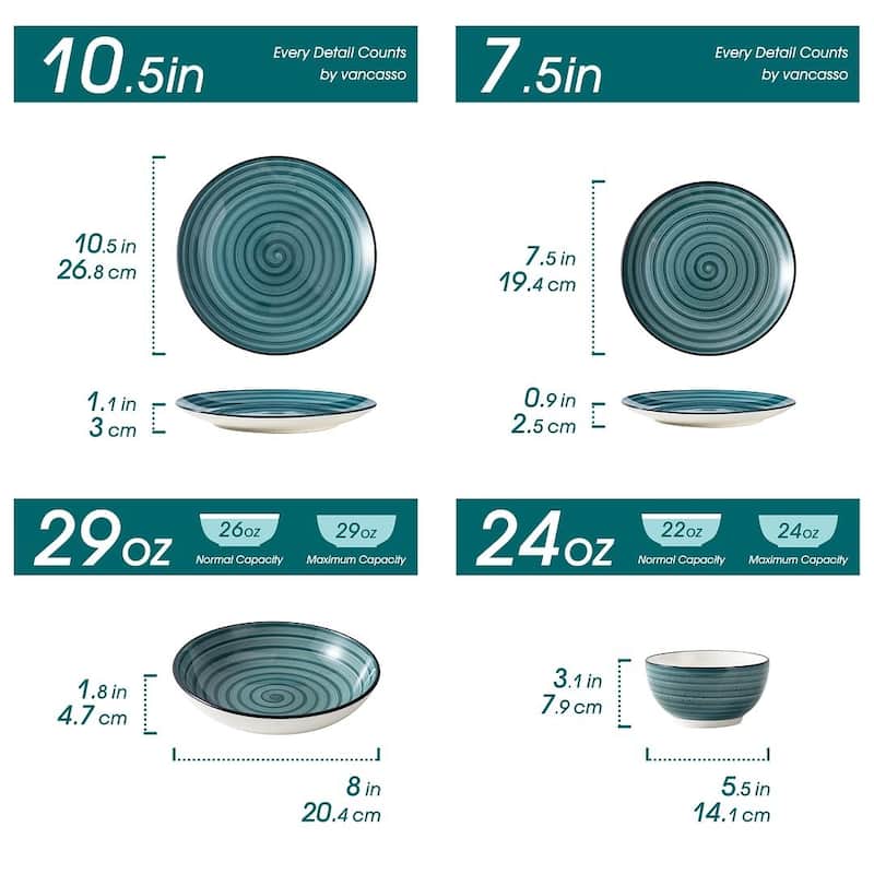 vancasso Bonbon Stoneware 48-Piece Dinnerware Set(Service for 12)