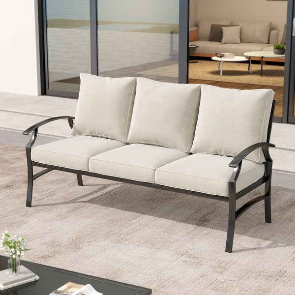 slide 2 of 33, Outdoor Patio Metal 74" W Sofa/ 50" W Loveseat with Cushions