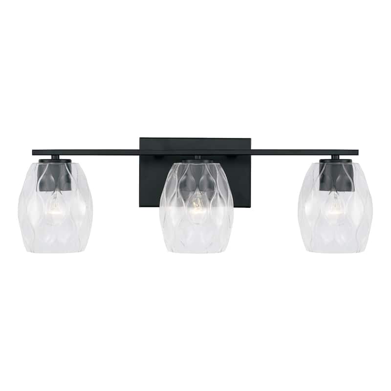 Lucas 3-light Bath/ Vanity Fixture w/ Wavy Embossed Glass