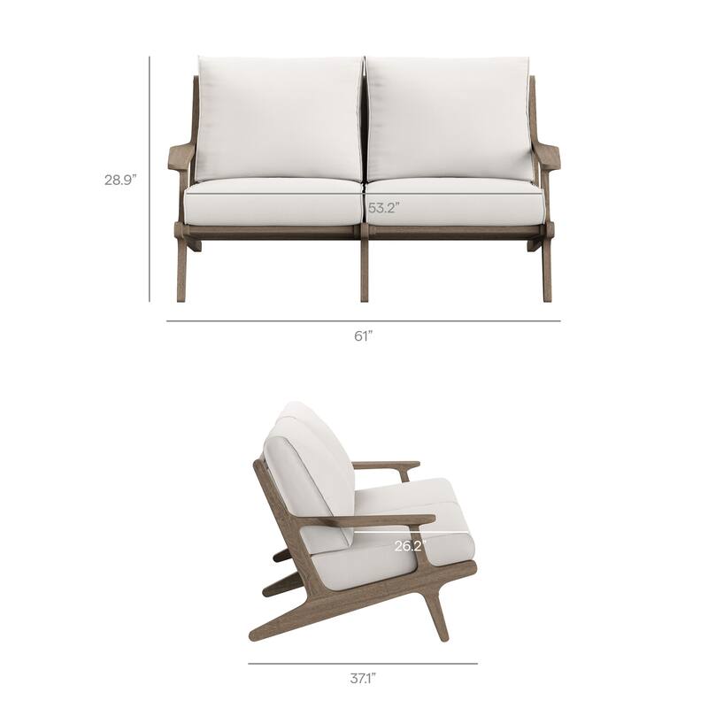 Saratoga 4-Piece Outdoor Patio Teak Wood Furniture Set