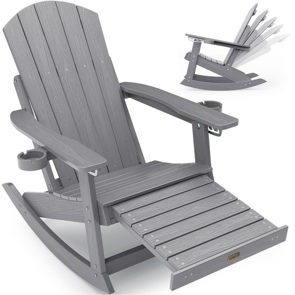 WINSOON Adirondack Chair Composite Rocking Chair Outdoor Weatherproof Plastic Adjustable