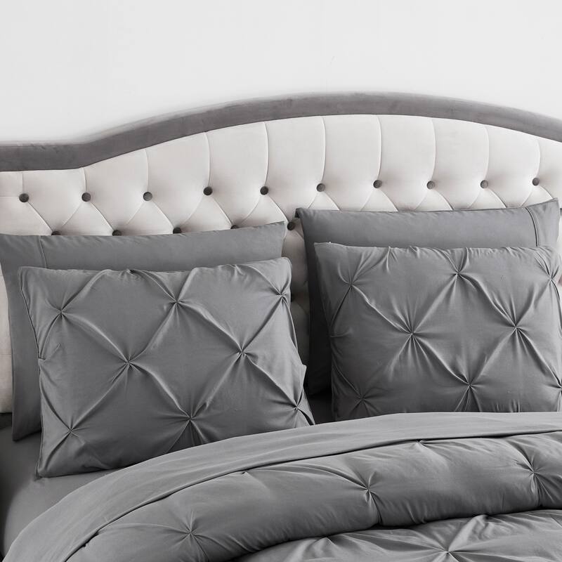 8 Piece Bed In A Bag Pintuck Comforter Sheet Set