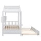 preview thumbnail 13 of 18, Wooden Twin Size House Bed with Trundle, Modern Design for Kids with Storage Shelf, Gray