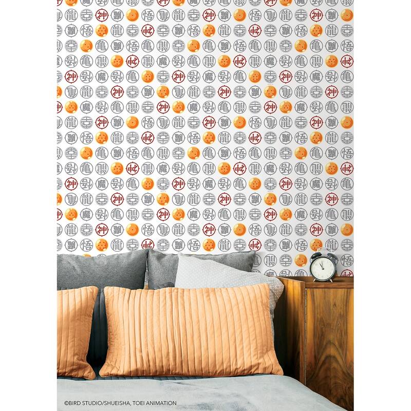 RoomMates Dragon Ball Z Symbols White Peel and Stick Wallpaper - N/A