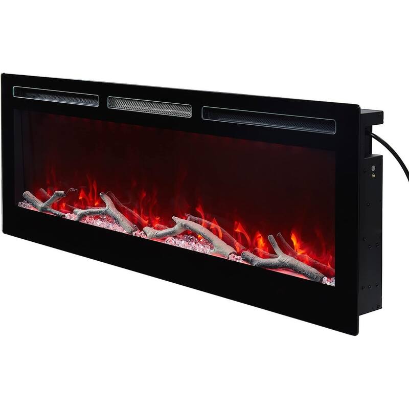 36 - 72 inch Wall Mount and Recessed Electric Fireplace in Black