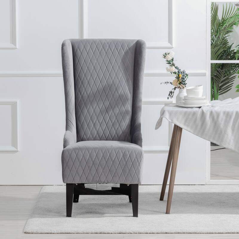 GDFStudio - PU Upholstered High-Back Accent Chair with Wood Legs