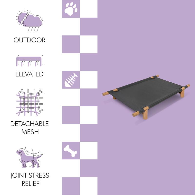 Chester Modern Minimalist Wood Frame Elevated Outdoor Dog Bed