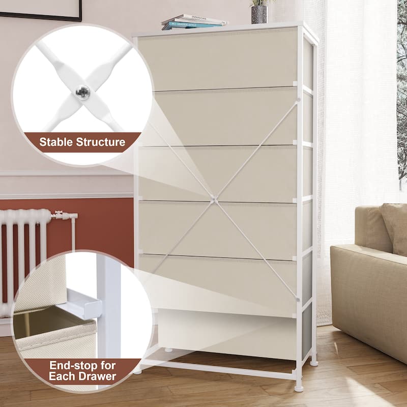 6 Drawers Vertical Dresser Storage Tower Cabinet Organizer Unit for Bedroom