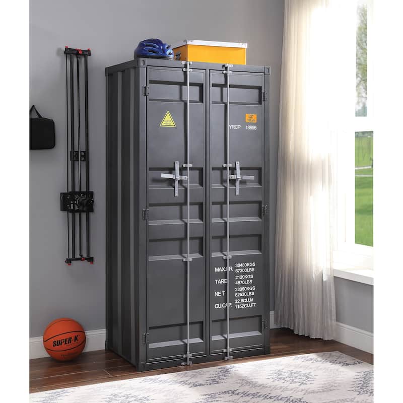 Kamloops Rectangular Wardrobe with Double Door - Gunmetal