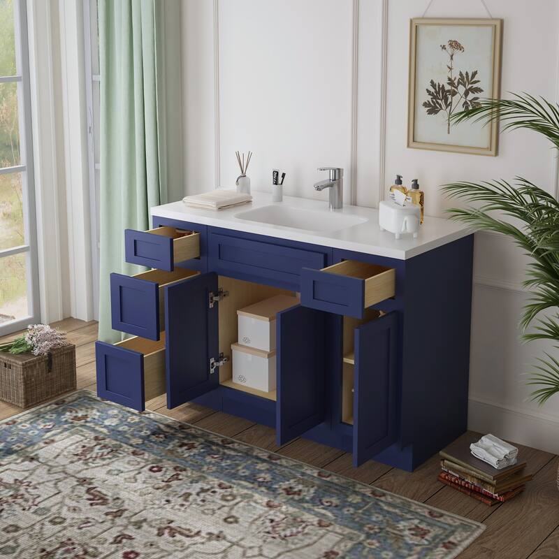 Vanity Art 48" Oak Freestanding Bathroom Vanity Cabinet without Top