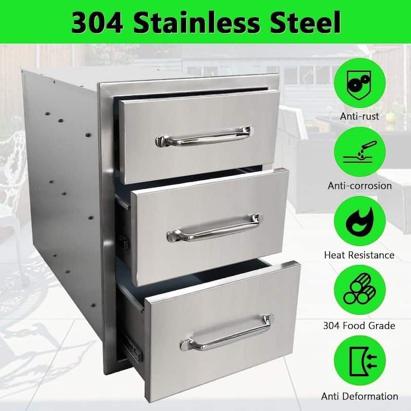 Stainless Steel Outdoor Kitchen Drawers with Smooth Sliding Rails