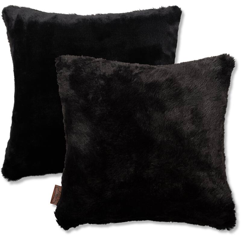 18x18 2-tone Fabulous Fake Fur Throw Pillow - Black Panther, 1 PCS - Black Panther - 18x18 - Microbead