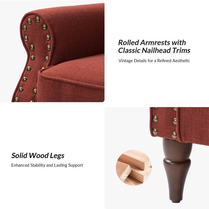 Nyctelius Upholstered Comfy Accent chair with Turned Wooden Legs and Nailhead Trim Set of 2 by HULALA HOME