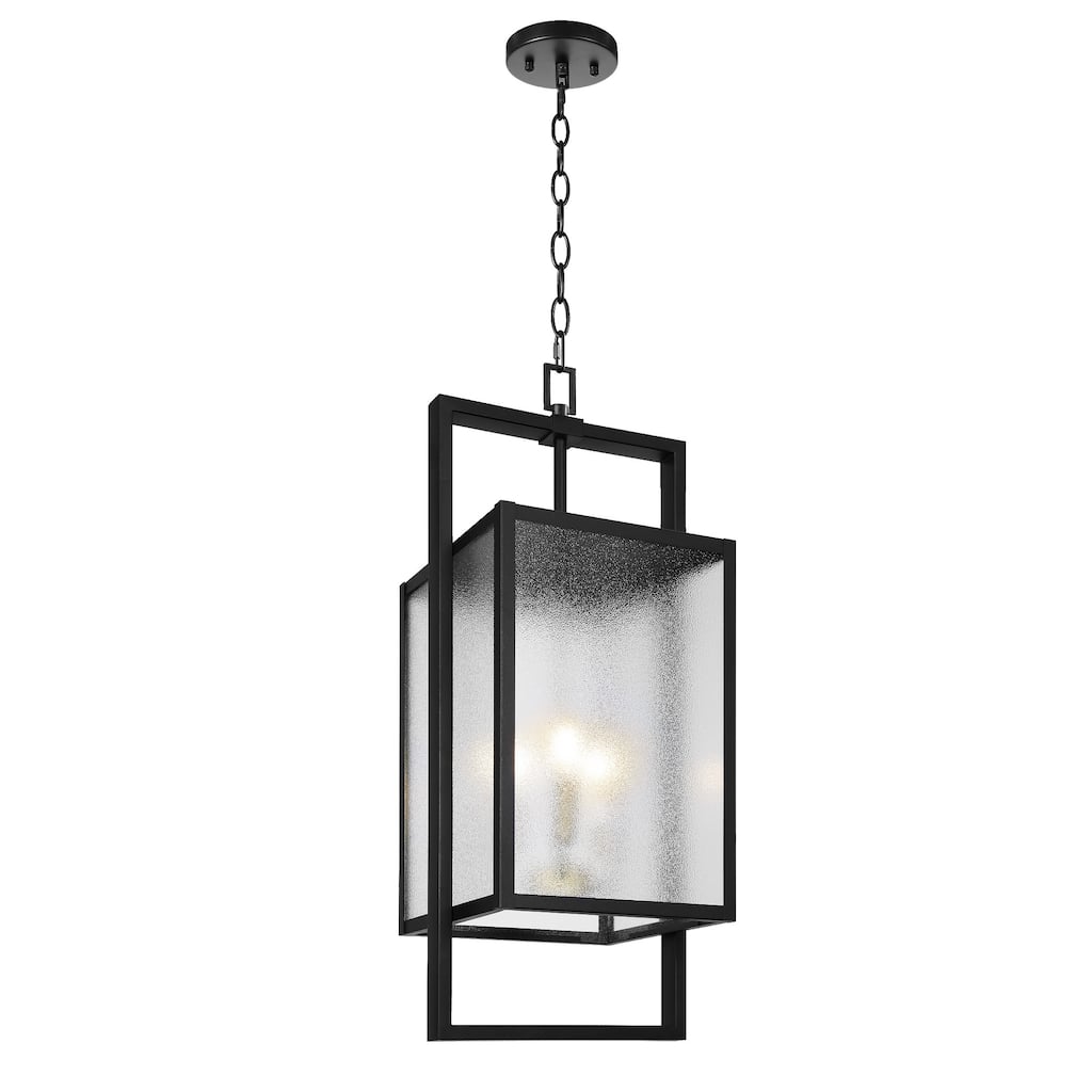 LamQee Outdoor Pendant Lights, 3-Lights Exterior Ceiling Hanging Lantern
