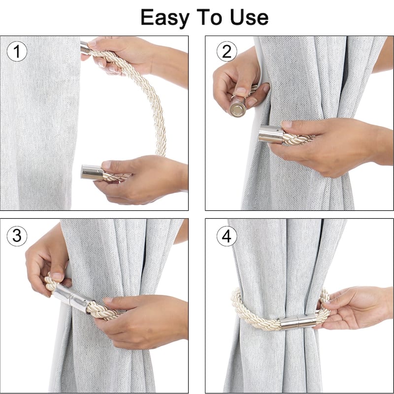 4pcs Magnetic Curtain Tieback 21.7" Holdback Decorative Curtain Holder