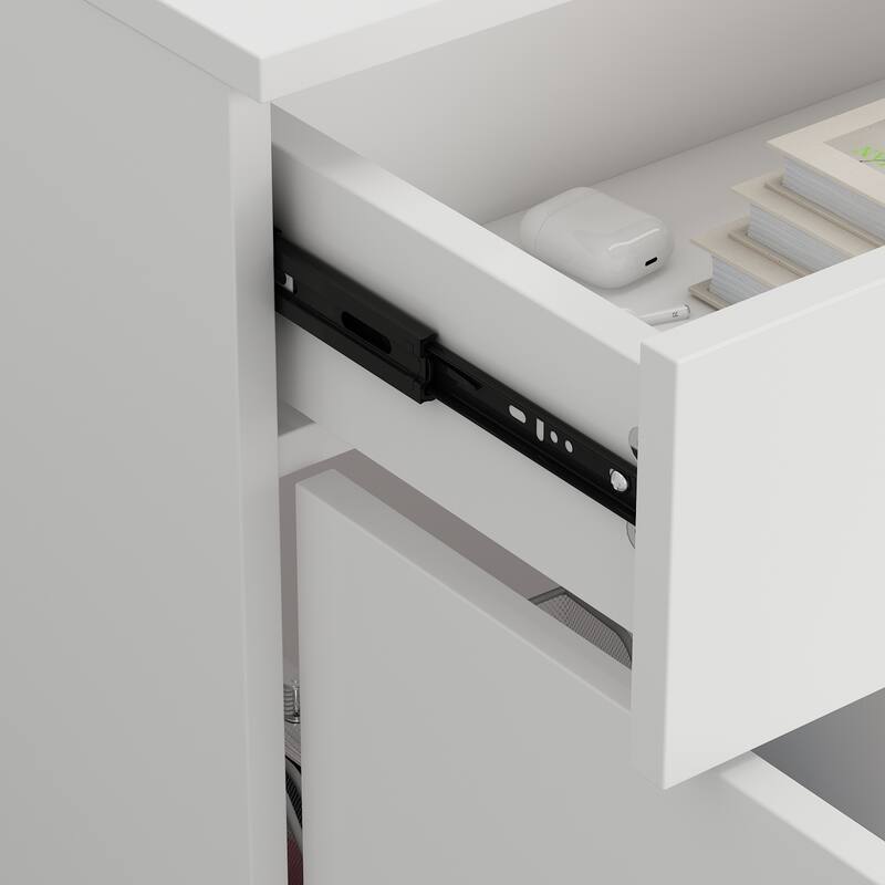 55.1"W x 43.3"H Reception Desk with Lockable Drawer 2 Appearances