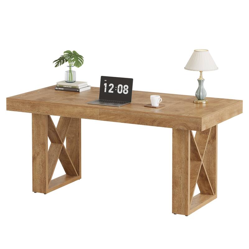 63-Inch Long Wood Computer Desk/Table, Study Writing Gaming Work Executive Desk for Home Office