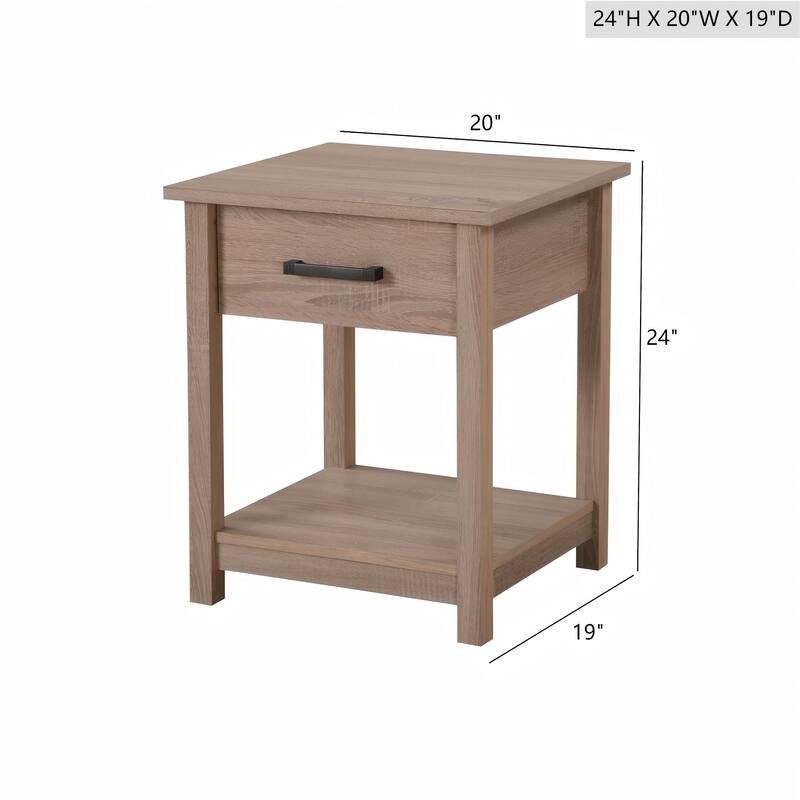 Contemporary Sandle Wood Nightstand with Spacious Top