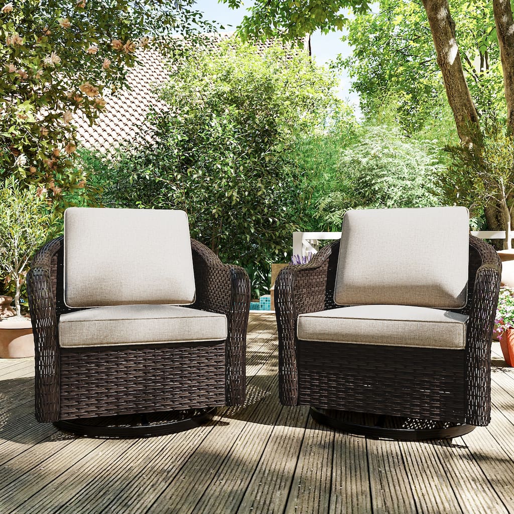 COZYWOR 2-person Outdoor Patio Rattan Swivel Rocking Chair