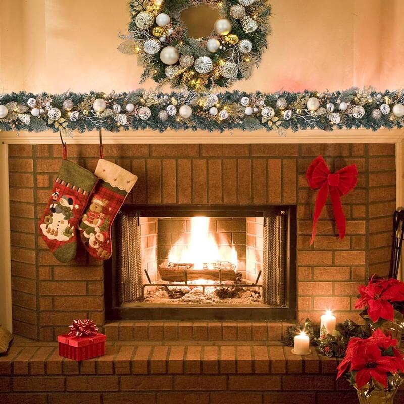 6 ft Pre-Lit Christmas Garland, Xmas Garland with 20 Lights