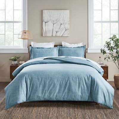 Superior Melange Flannel Cotton Two-Toned Brushed Duvet Cover Set