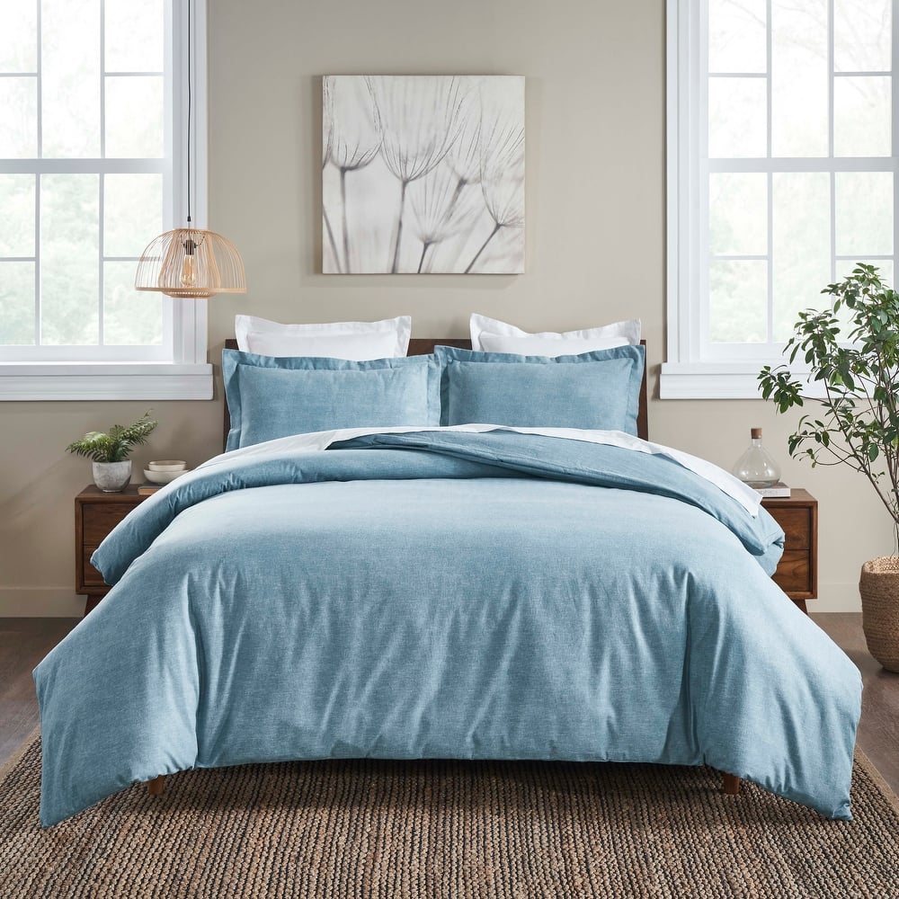 Superior Melange Flannel Cotton Two-Toned Brushed Duvet Cover Set