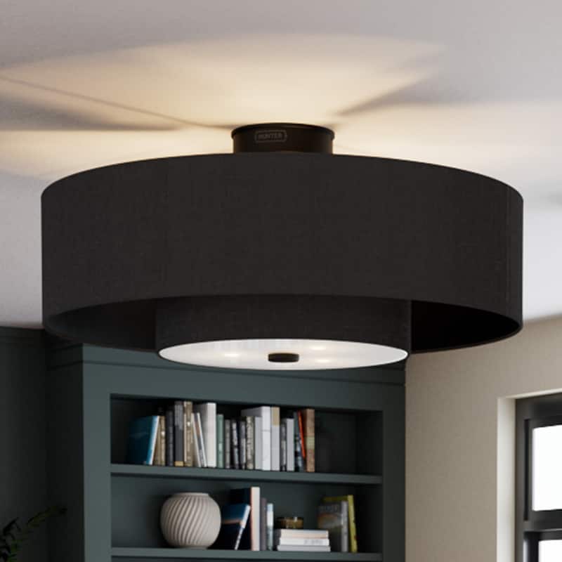Hunter + Jasmine Roth Fandelier 30" Brookside Ceiling Fan w/ LED Light, Handheld Remote, Chandelier - Matte Black