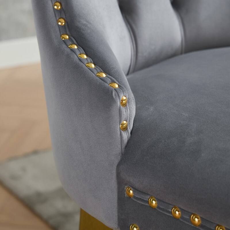 Roomfitters Upholstered Dining Chairs Set of 2 with Nailhead Trim and Gold Legs, Modern Side Chairs for Kitchen