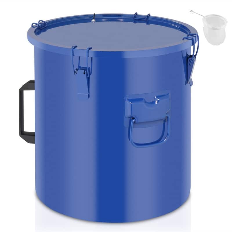 8 Gallon Fryer Oil Disposal Carbon Steel Fryer Grease Bucket - Blue