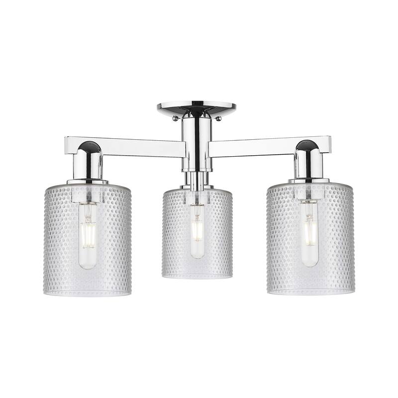 Innovations Lighting Endless Possibilities Arcadia - Cobbleskill - 3 Light 23" Semi-Flush Mount - Clear/Polished Chrome