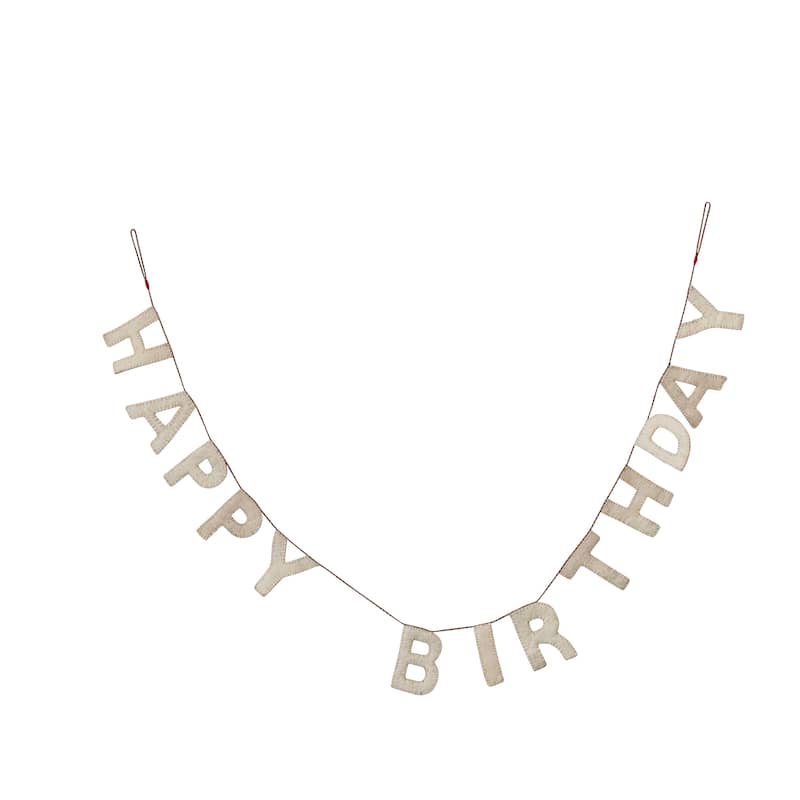Decorative Felt "Happy Birthday" Banner - 5.0"L x 0.5"W x 78.0"H - 5.0"L x 0.5"W x 78.0"H