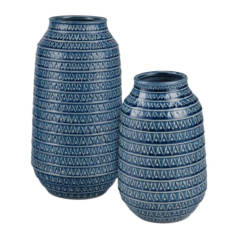 Elk Home Camden Navy Finish Earthenware 6 Inch Wide Vase