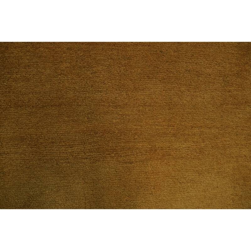 Hand Knotted Oriental 100% Wool Carpet Modern Contemporary Yellow & Gold Gabbeh Runner Rug - 7' 0'' X 2' 9''