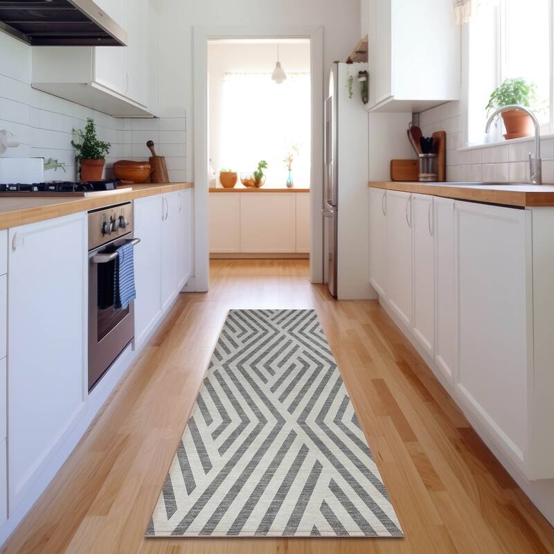Premium Washable Super Soft Contemporary Geo Mayfield Rug - Gray - 2' 3" x 7' 6" - Runner