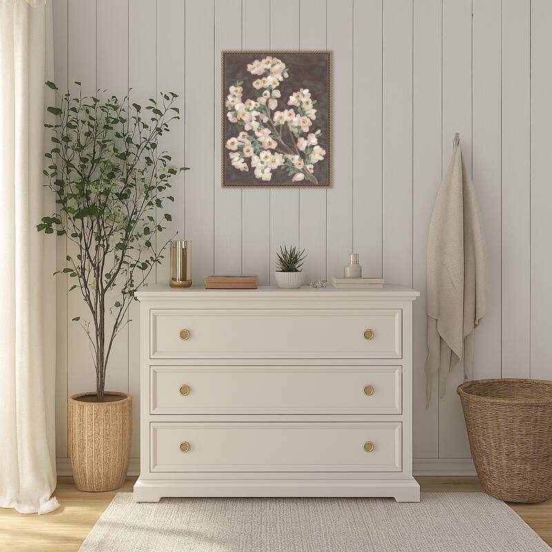 Branch on Burgundy No. 2 by June Erica Vess Framed Canvas Wall Art Print