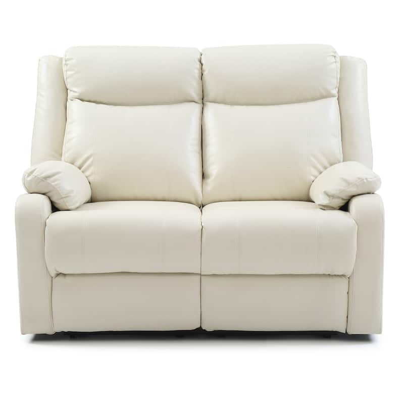 Faux Leather 2-Seater Reclining Sofa with Pillow Top Arm - 55" - White