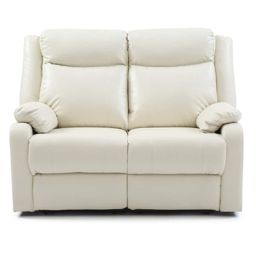 Faux Leather 2-Seater Reclining Sofa with Pillow Top Arm - 55" - White