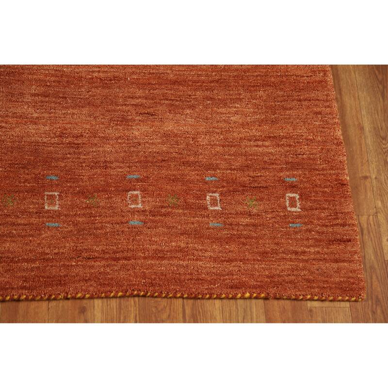 Hand Knotted Oriental 100% Wool Carpet Tribal Animal Pictorial Oranges & Rust Gabbeh Area Rug - 7' 6'' X 5' 1''