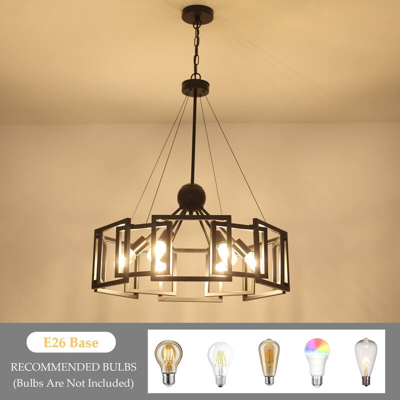6-Light Rustic Geometric Chandelier for Kitchen Island with no bulbs included