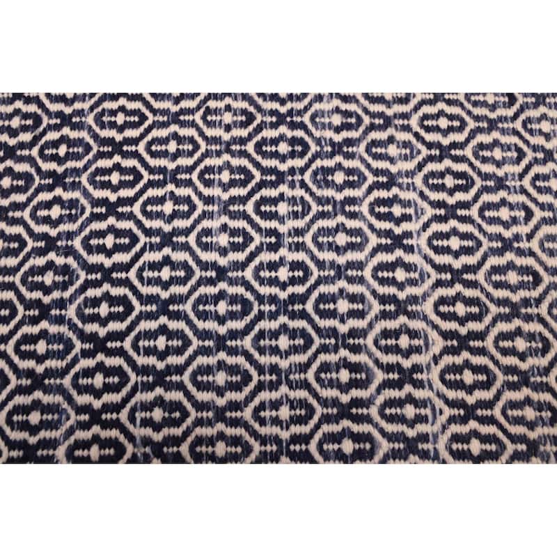 ECARPETGALLERY Flat-Weave Nevada Navy Wool Kilim - 5'1 x 7'4