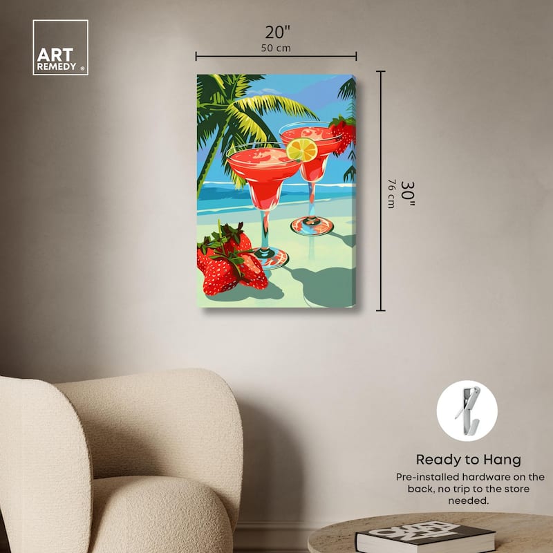 Strawberry Daiquri Breeze Canvas by Art Remedy, Gallery Wrapped