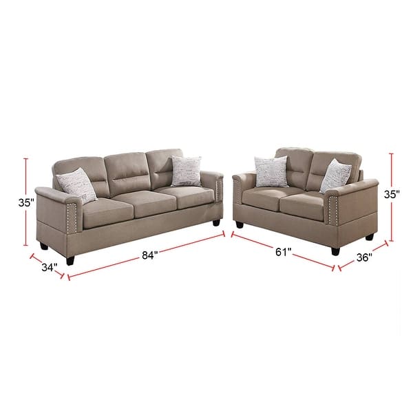 2 Pieces Sofa Set with Nailhead Trim Bed Bath & Beyond 33799092