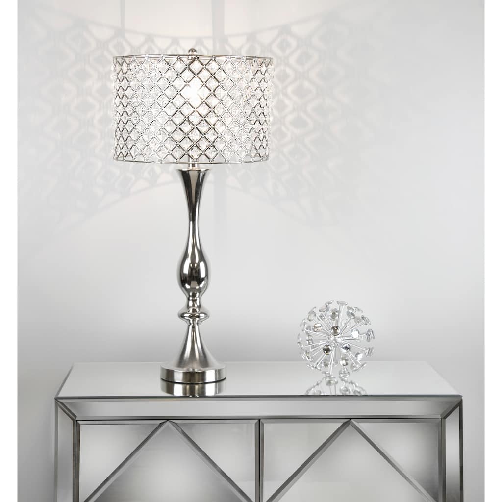 Silver Orchid Crystal Bling Shade 27.5-inch Table Lamp